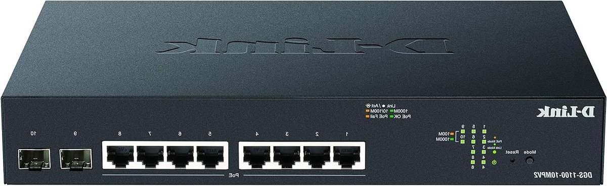 Gigabit PoE Smart Switch - Netwerk Switch PoE - Netwerk Beheer - 8 PoE Poorten 130W - 10 Poorten - Zwart