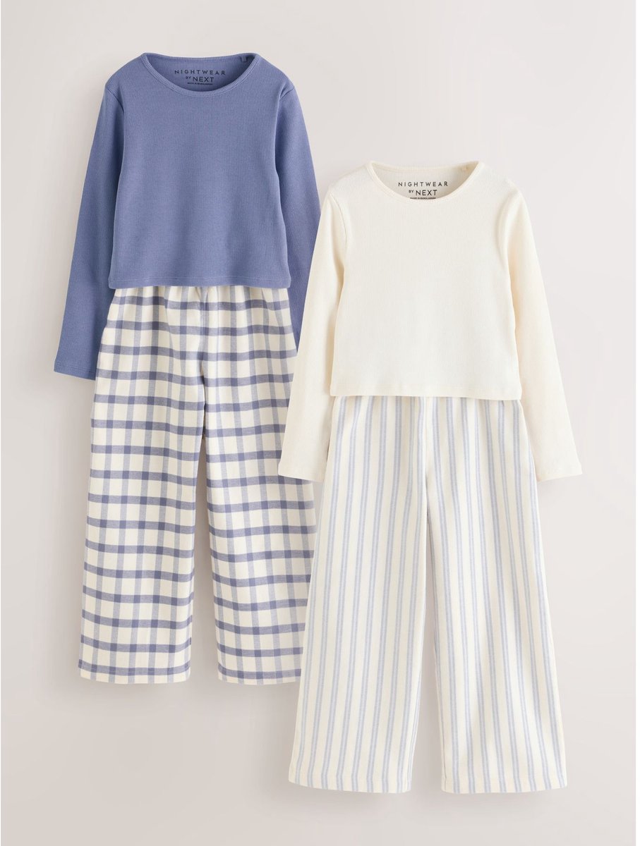 Next - Meisjes - Set van 2 geweven pyjamabroeken - Blauw