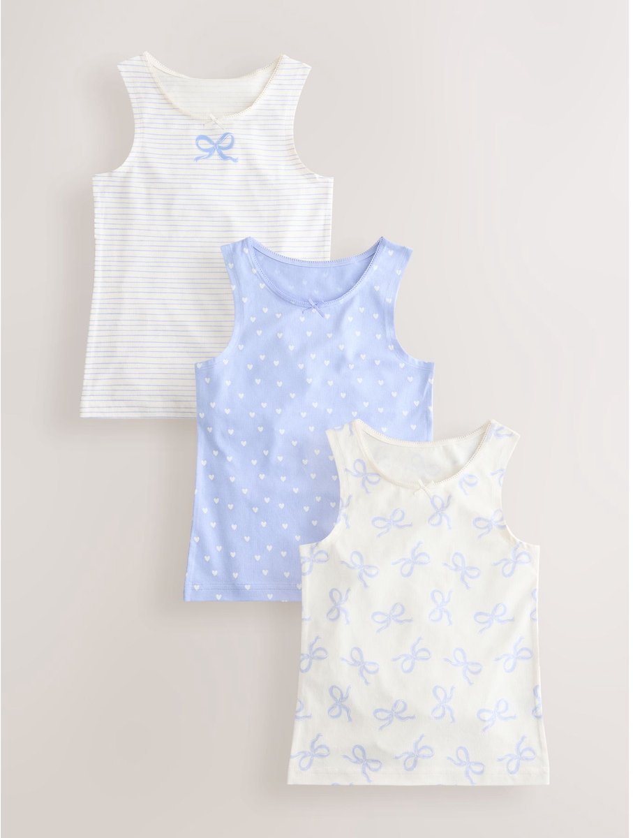 Next - Meisjes - Set van 3 hemdjes met print - Blauw