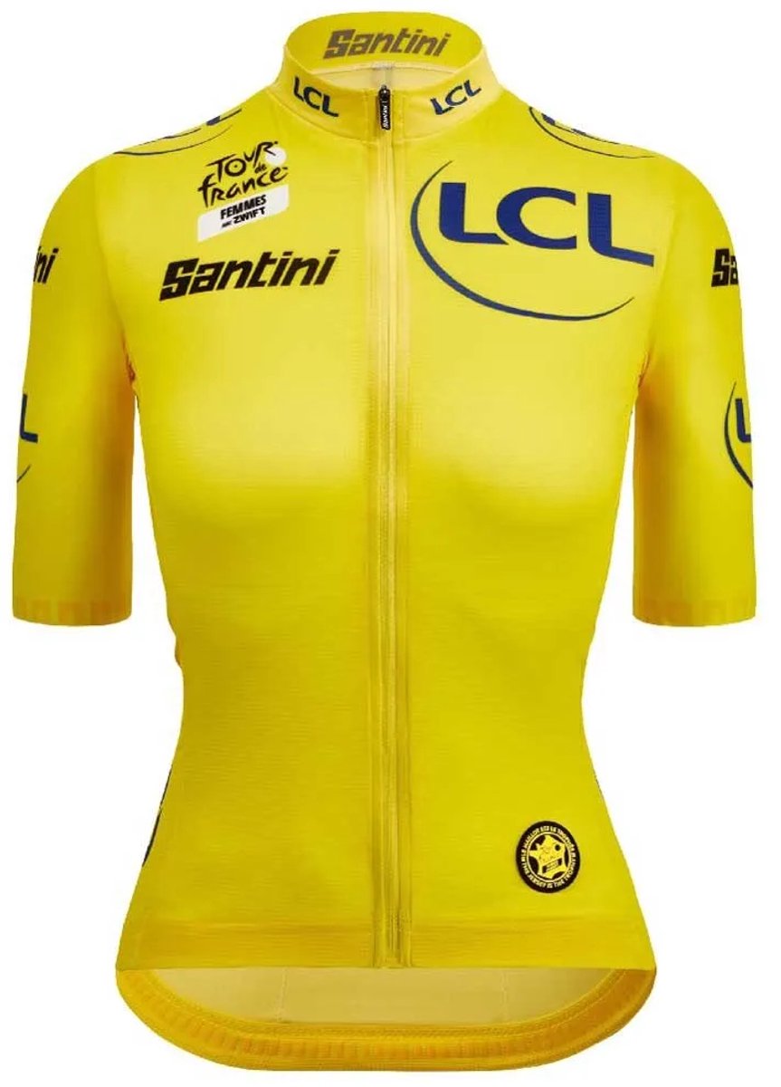 Santini Tour De France Avec Zwift Yellow 2025 Korte Mouw Wielertrui Geel XS Vrouw