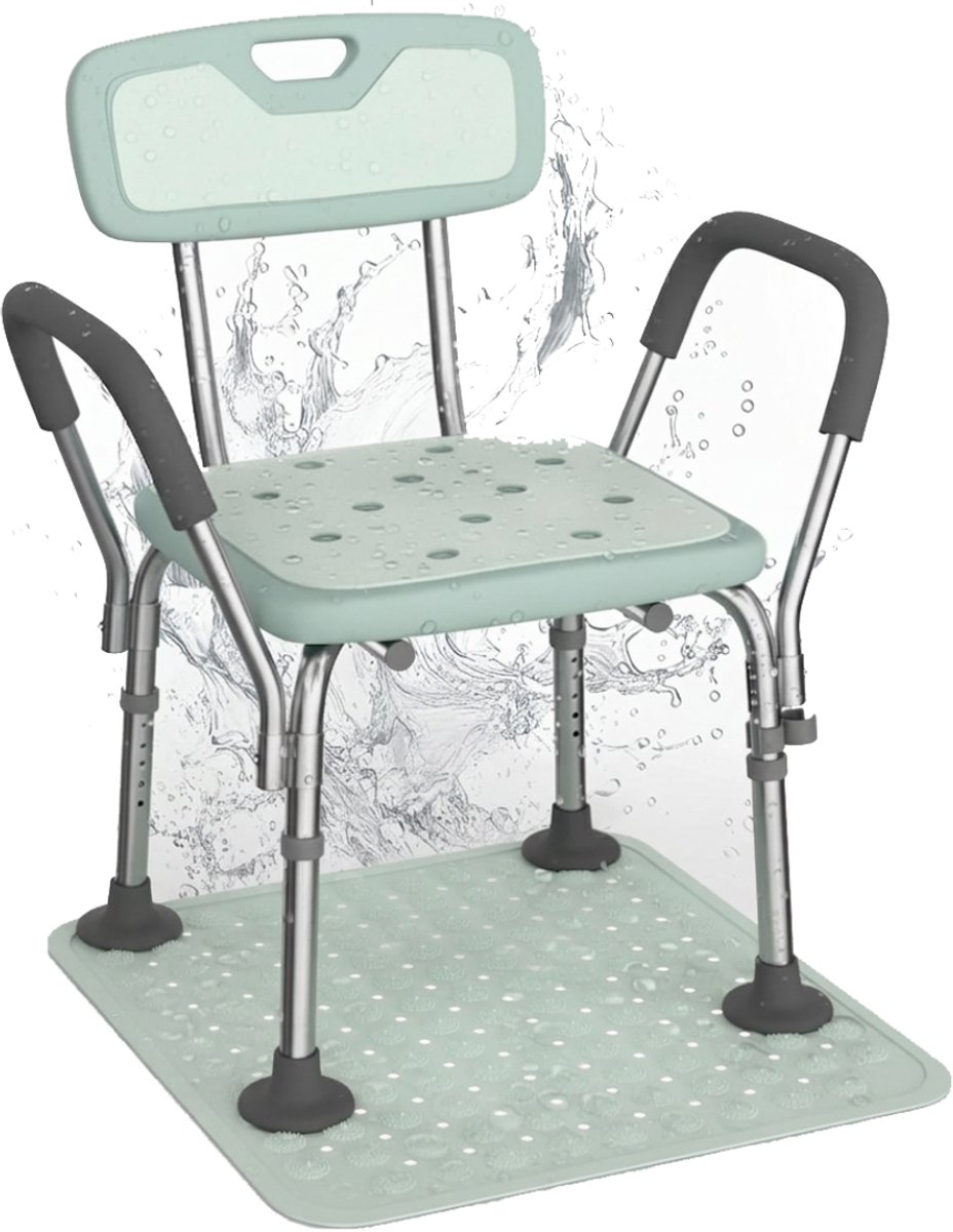 White-Label® Douchestoel met Armleuning - Douchekruk - Extra Stevig