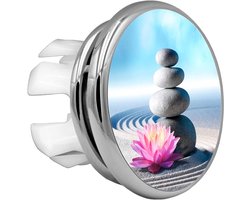 Wastafel Overloop Afdekking - Overloopscherm Rozet - Wastafel Afdekken - Mirror Energy Stone Motief - Set van 2 - Chroom