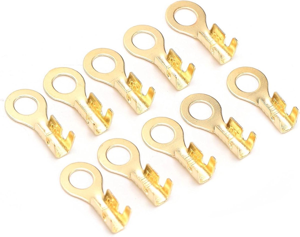 100 Stuks Lug Ring Terminals Assortiment, M4 X 4.2mm, Messing Kabel Crimp Connectors voor Elektrische Verbindingen en Kabelmontage