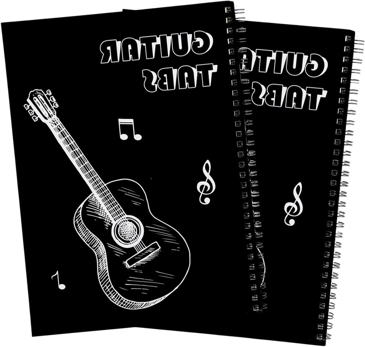 Gitaar Tab Notebook - Bladmuziek Notitieboek - Muziek Compositie - Spiraalbinding Handig Omslaan - 19 x 26 cm - Zwart