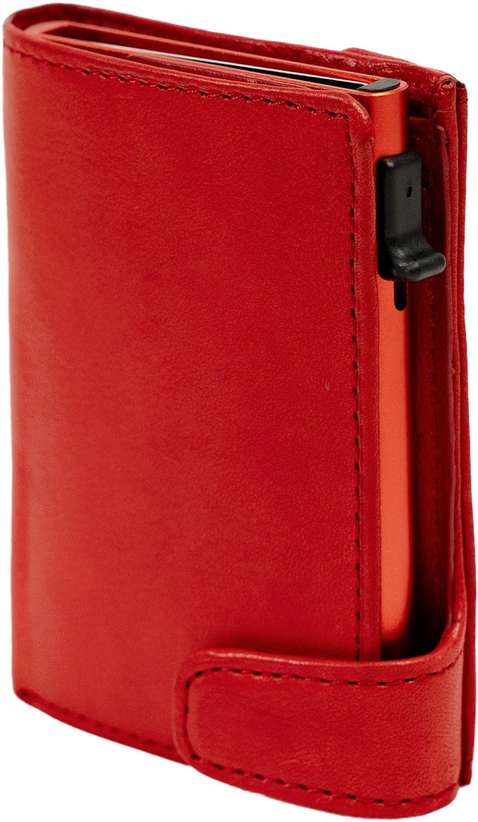 Tony Perotti Aluminium creditcardhouder met papier- en kleingeldvak - Rood