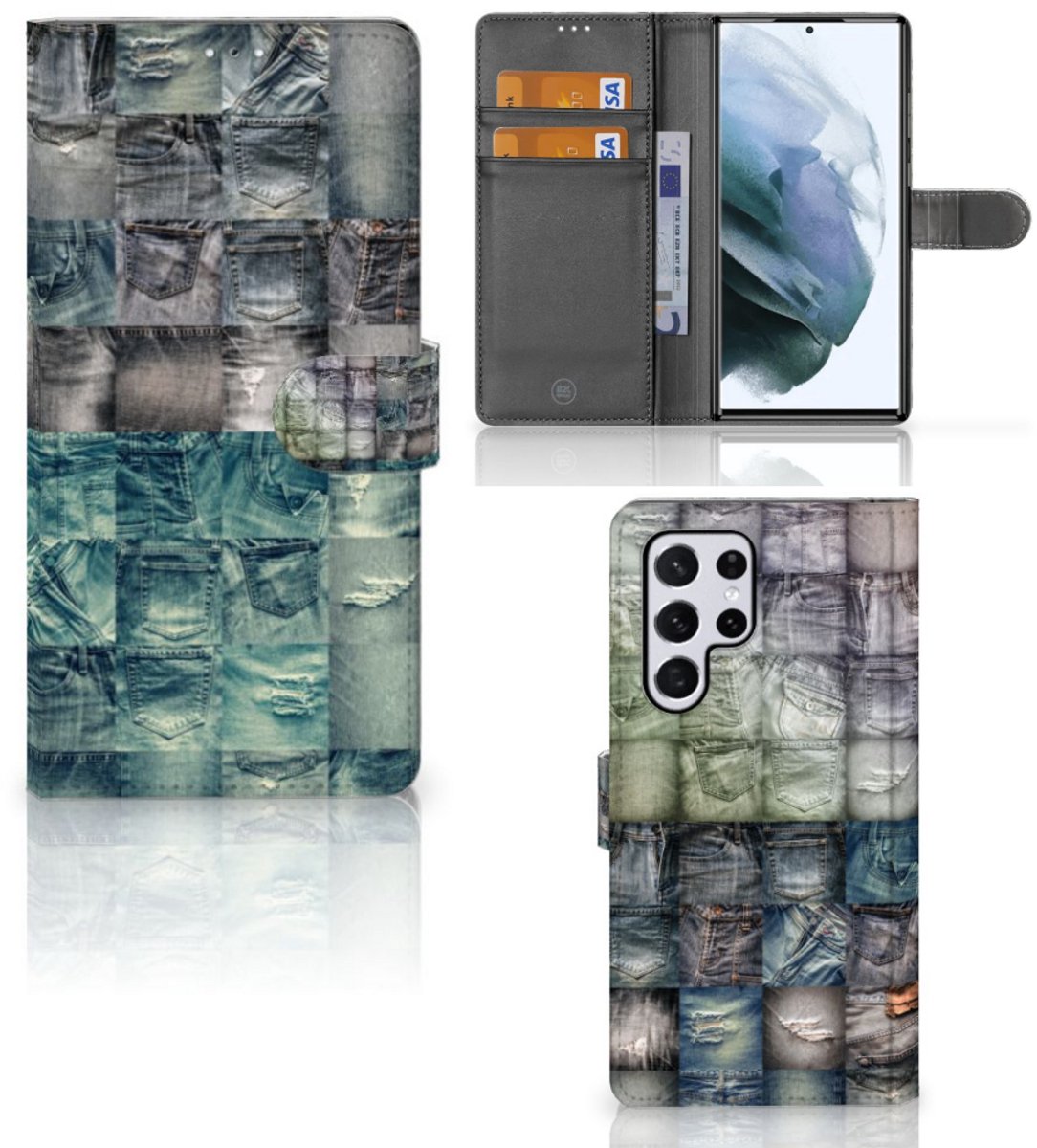 Wallet Case met Pasjes Samsung Galaxy S22 Ultra Spijkerbroeken
