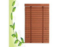 Houten Jaloezieën - Raambekleding Hout - Privacy en Zonwering - Massief Hout 50mm Lamellen - 60x180cm - Natuurlijk Hout