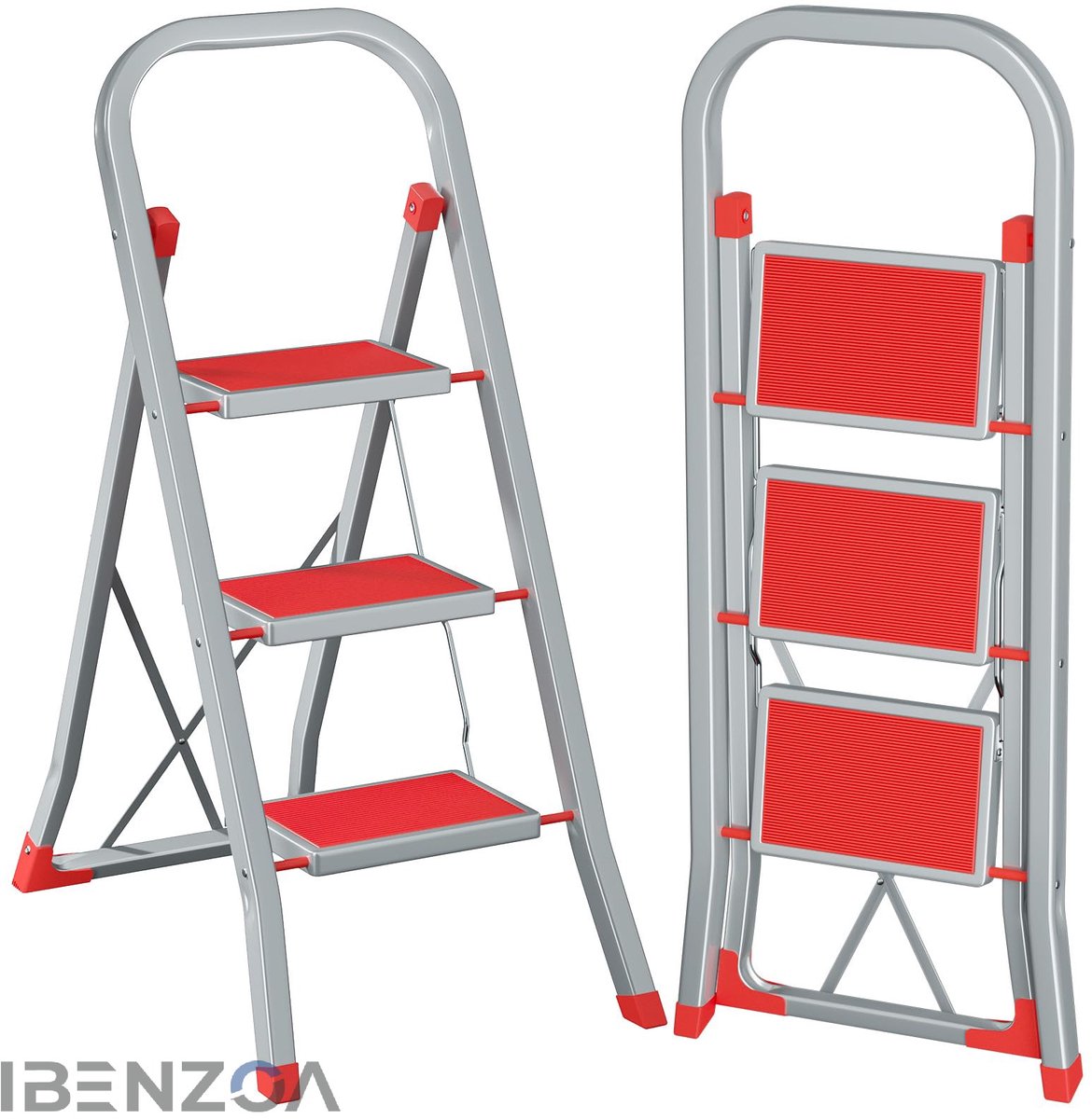 Trapladder - Vouwbaar - 3 Treden - Rood