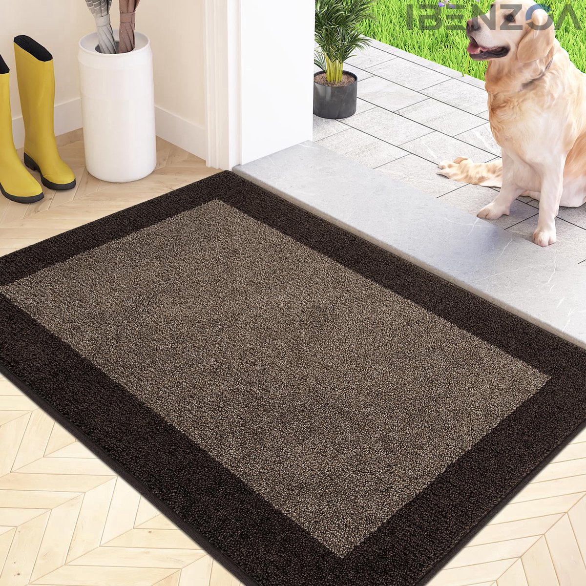 Ibenzoa Schoonloopmat - Antislip - 60x90 cm - Polyester Grijs