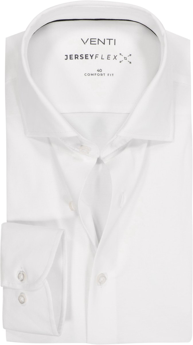 VENTI CASA MODA comfort fit overhemd - jersey - wit - Strijkvriendelijk - Boordmaat: 49