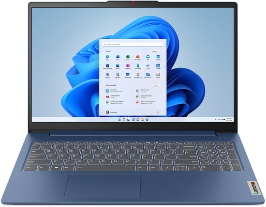 Lenovo IdeaPad Slim 3 15AMN8 AMD Ryzen™ 5 40 Laptop 39,6 cm (15.6") Full HD 8 GB LPDDR5-SDRAM 512 GB SSD Wi-Fi 6 (802.11ax) Windows 11 PRO Blauw