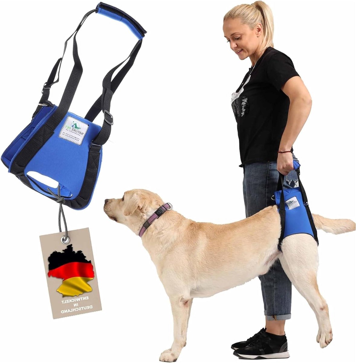 Honden Liftharnas - Draagbare Hulp - Hulp bij Mobiliteit - Verstelbare Handgreep - XL - Blauw