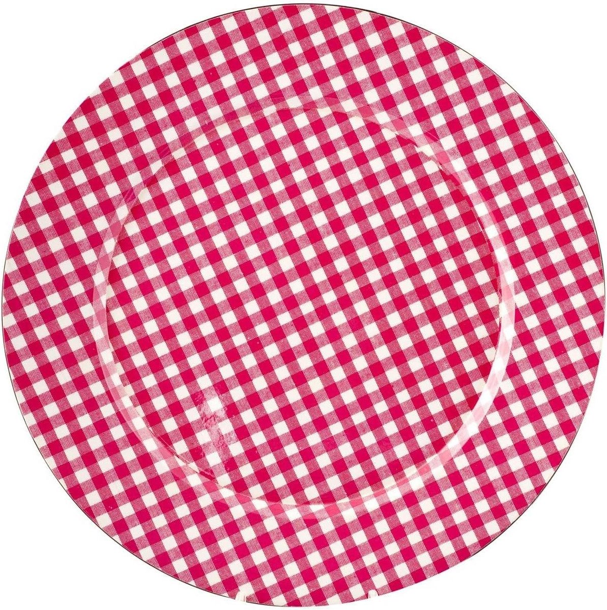 Onderzetter Rond - Plat Bord - Tafel Beschermen - Ruitpatroon - 33 cm - Rood