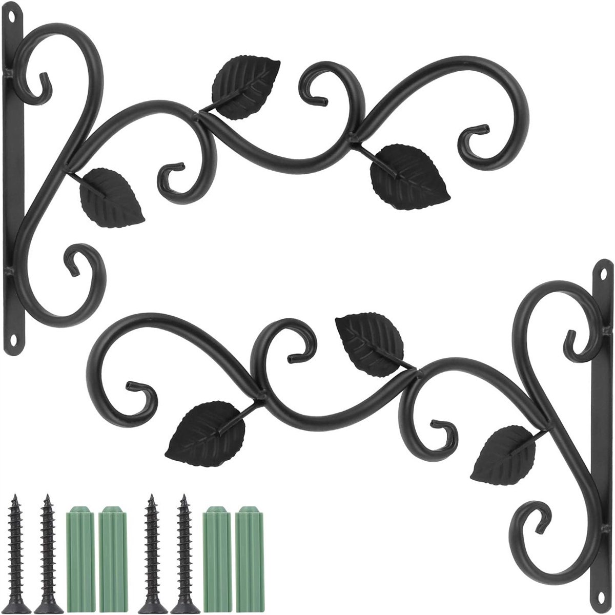 carmdering - Wandbloempot Houder - Muurplantenrek - Smeedijzeren Ophangsysteem - Robuust Metalen Ontwerp - Retro Vogel Decoratie - Duurzaam Ijzer - Rostbestendige Afwerking - Veelzijdig Voor Binnen En Buiten - 2 Stuks