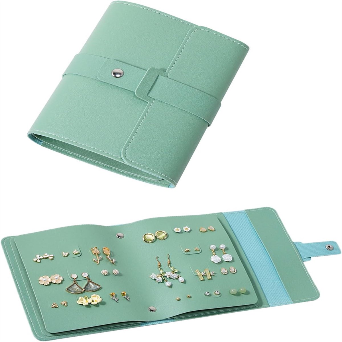 carmdering - Ohrring Aufbewahrung - Ohrringe Ordner - Kleines Buch - 42 Paar Kapazität - Kratzschutz Design - PU Leder - Kompakt Und Tragbar - Ideal Für Reisen - 1 Stuk