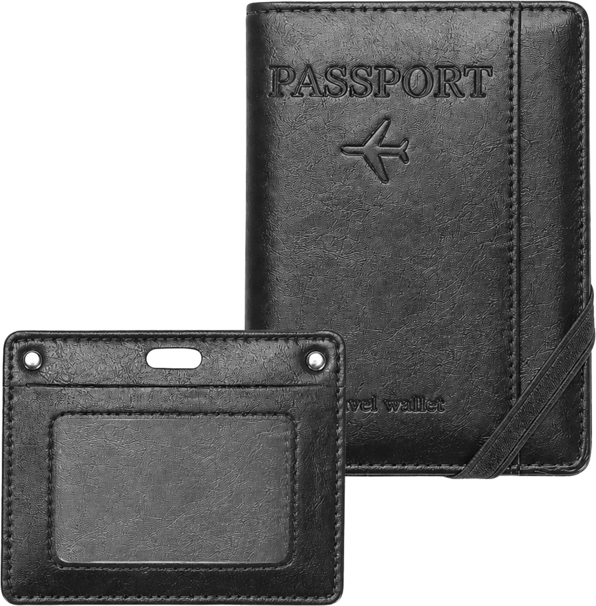 Tamarow Paspoort Hoesje met Kaarthouder - Paspoorthouder met RFID Bescherming - Beschermhoes voor Paspoort & Kaarthouder - Zwart