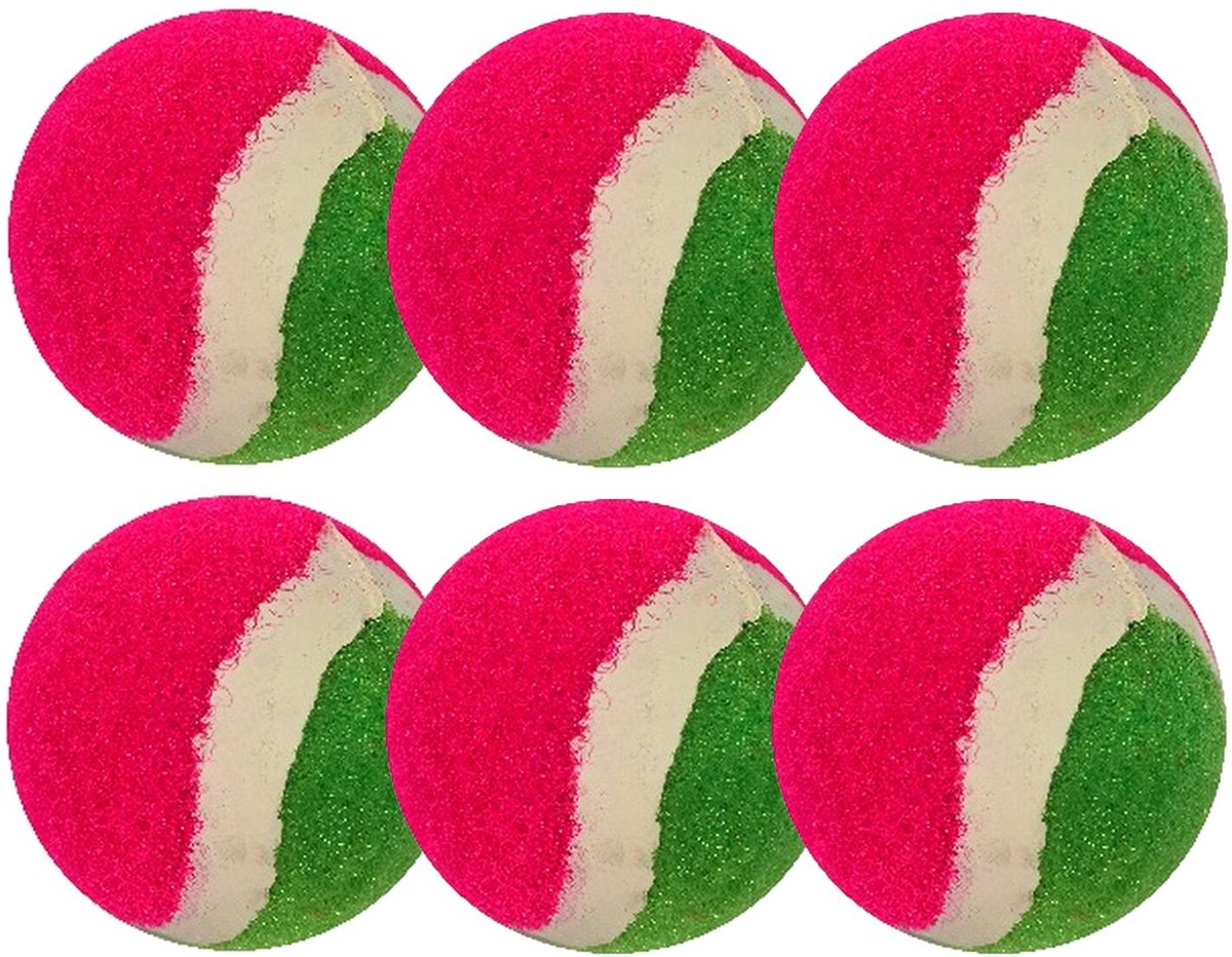 Vangbal ballen - 6x - roze/groen - speelgoed - dia 5 cm - speelballen