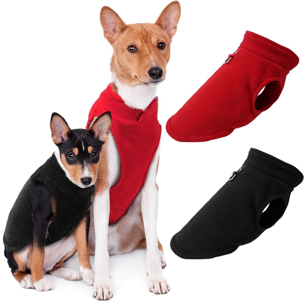 Warme Hondenjas - Hondenjas Honden Bodywarmer - Hond Warm Houden - Polarfleece Voering - Maat L - Rood