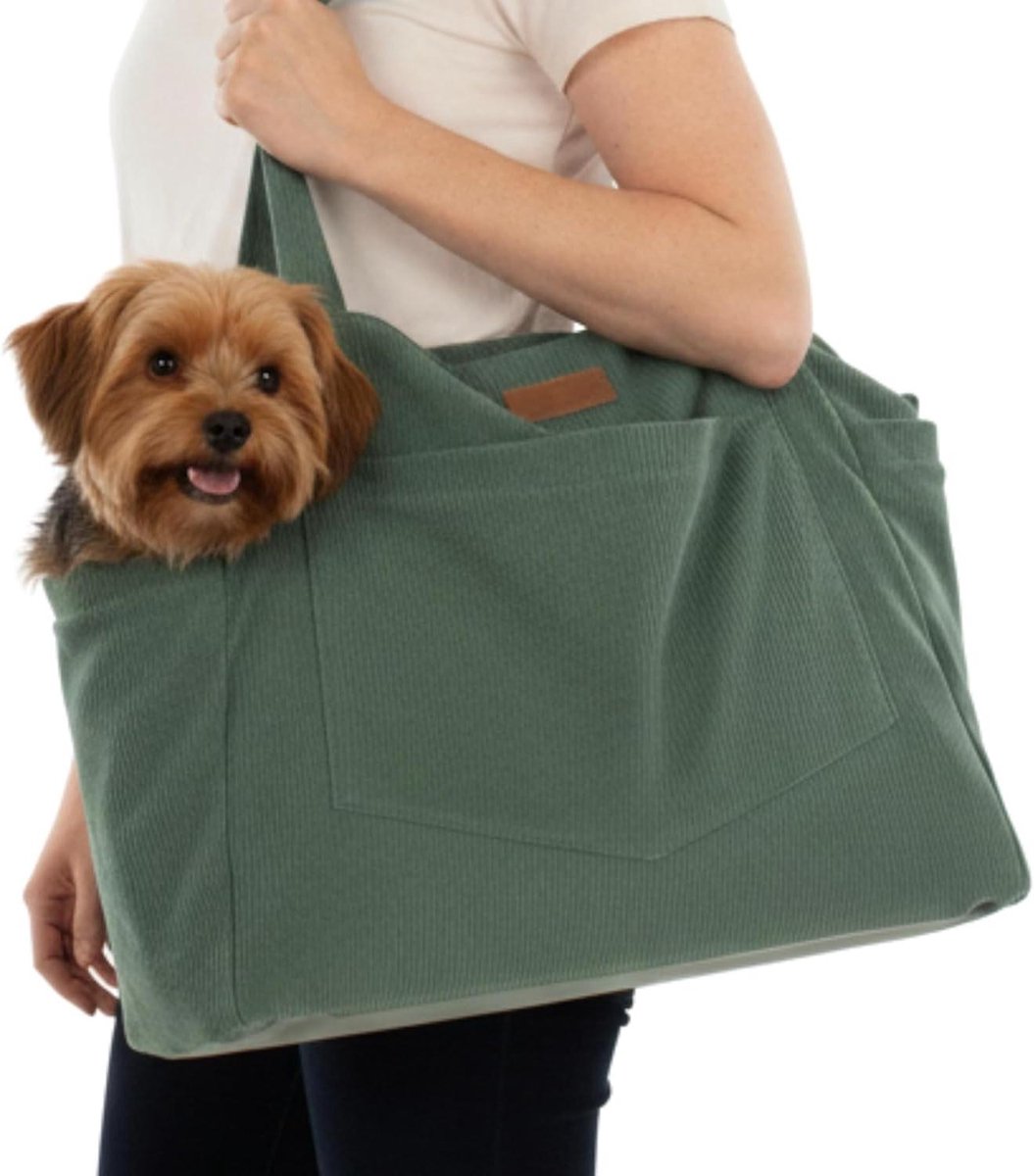 Hondendraagtas Corduroy - Reisdrager Hond - Huisdier Vervoeren - Zachte Zijkanten - 508 x 216 x 356 cm - Groen