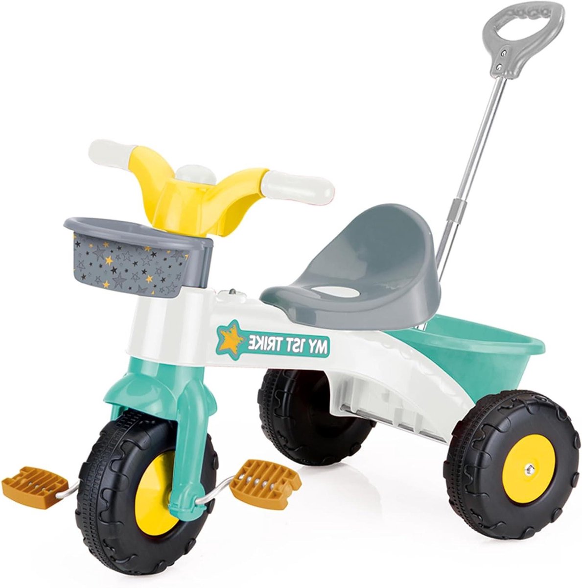 Driewieler met Ouderhandvat - Kindertrike Rijfiets - Buiten Spelen - Verstelbaar Ouderhandvat - 90 x 45 x 84 cm