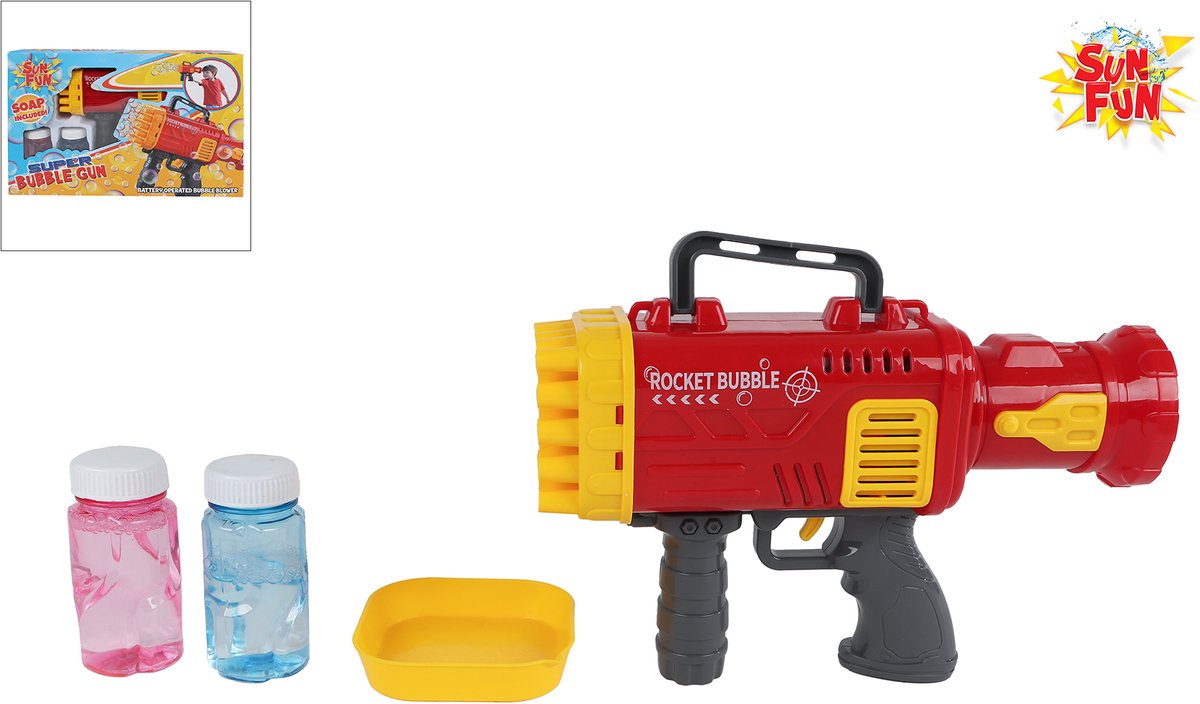 Sun Fun Super bellenblaaspistool B/O incl. 2x50ml 21cm.