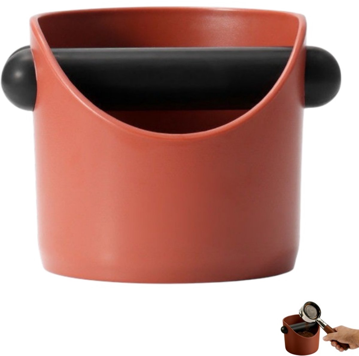 Mini koffiedikbakje - Opvangbakje voor koffiedik - Opbergbakje voor koffiedik - Accessoires voor koffiemachines - Geschikt voor thuis en cafés - Oranje-rood - 11 x 10 cm