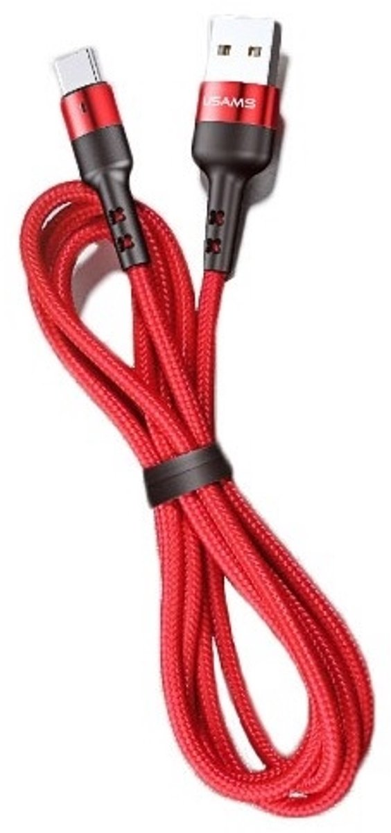 USAMS U26 Serie - Gevlochten MicroUSB Kabel - 1m - Snelladen - Rood
