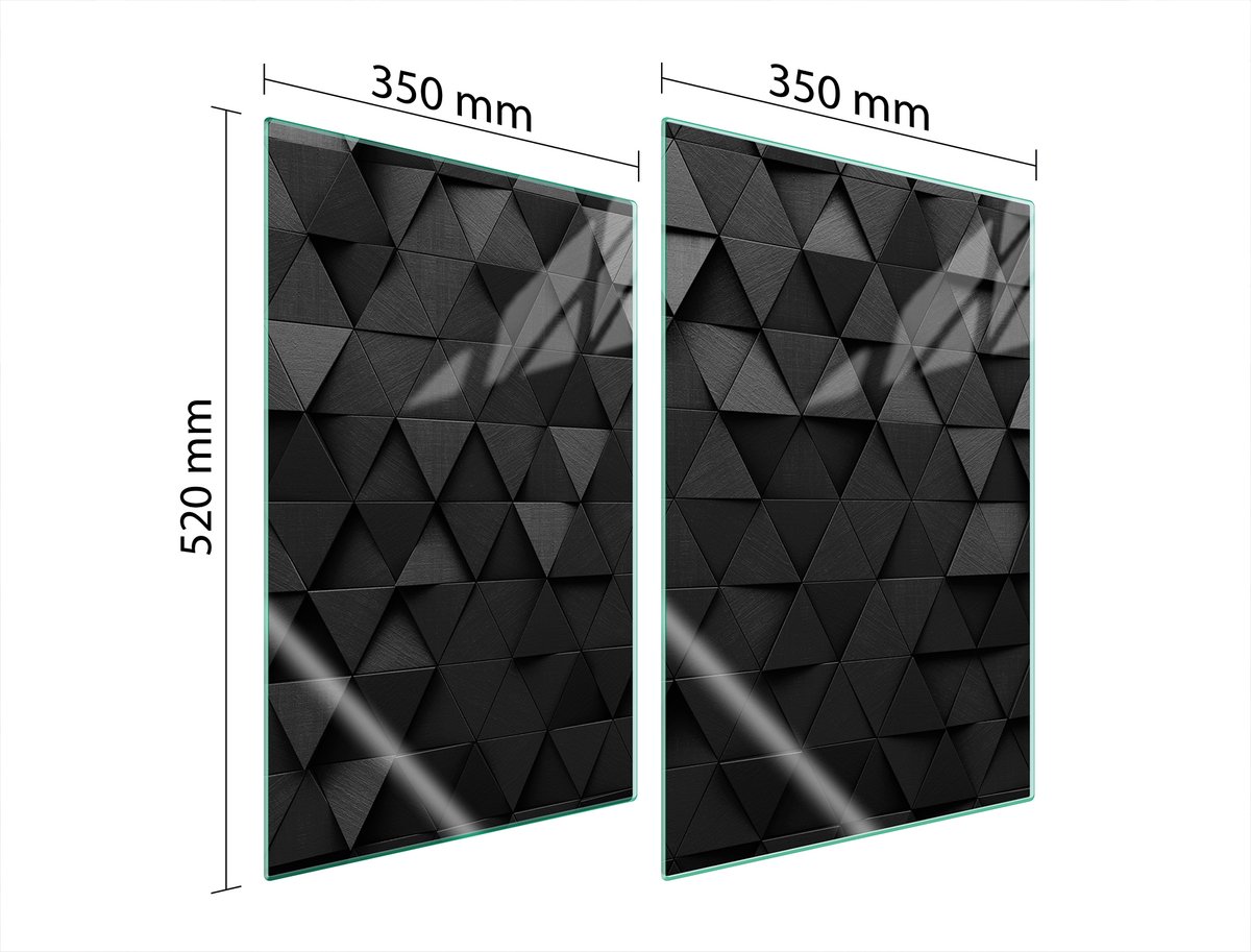 TMK ArtDeko - Serie 2x35 - Glas Beschermplaat - Zwart - 2x 35x52 cm