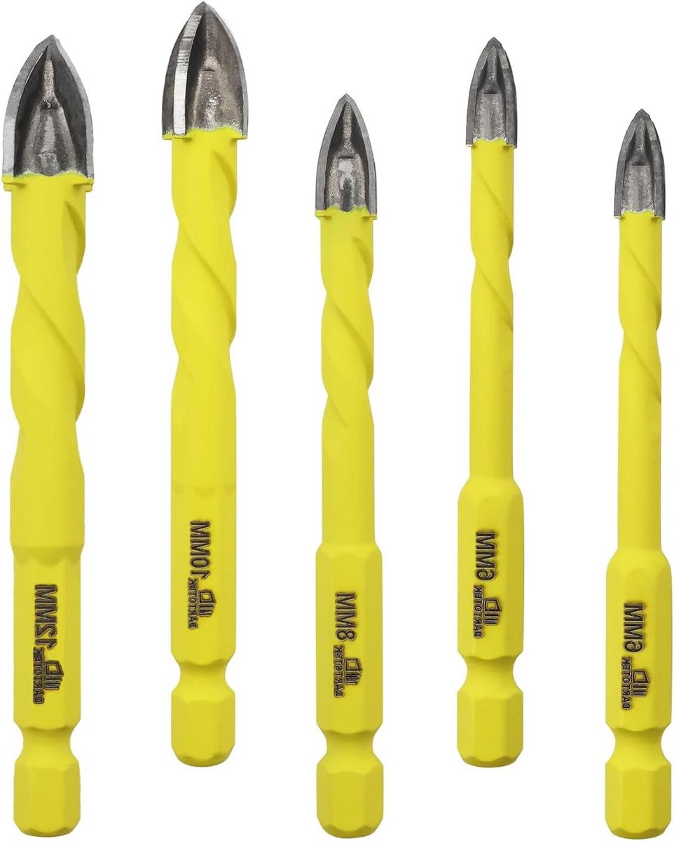 Boorset - Tegel en glas - Gaten maken - Wolfraamcarbide punt - 5 stuks - Metaal