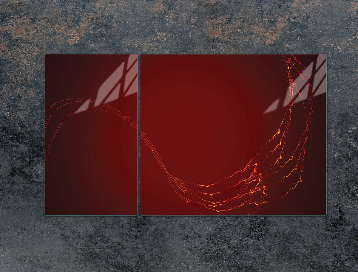 TMK ArtDeko Serie - Rode Beschermplaat - 90x52 cm - Gehard Glas - Veelzijdig Gebruik