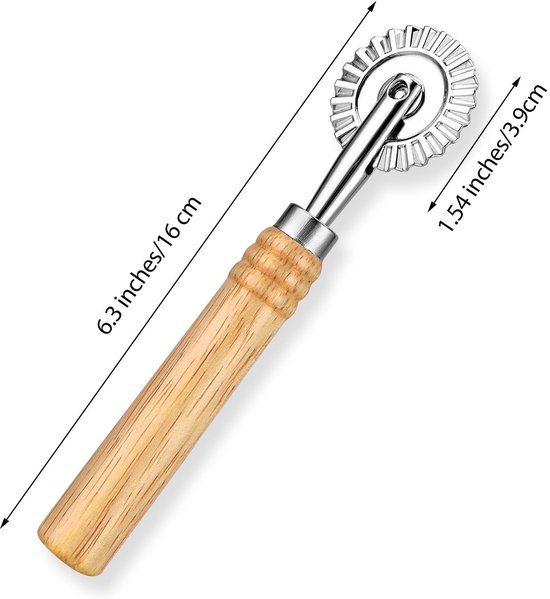 Allecto - Pasta Snijder - Wavy Dough Cutter - Houten Handvat - Ideaal voor Thuisgebruik - Keukenaccessoire - Snijden van Verse Pasta - Geschikt voo... van Allecto — afbeelding 4