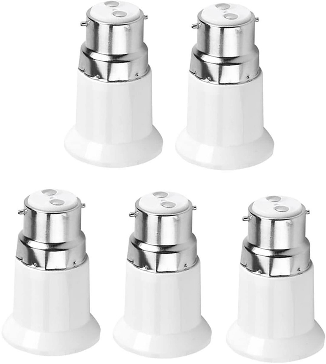 Allecto - B22 naar E27 Adapter - 5 Stuks lampenadapter - ideaal voor verlichting - converteren van lampen - eenvoudig in gebruik - geschikt voor di...