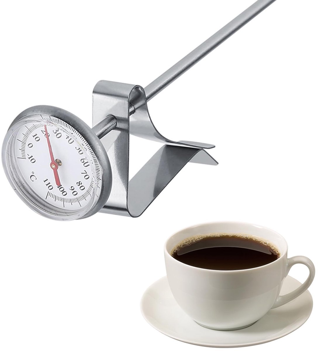 Stainless Steel Melkthermometer met Clip -10~110°C voor Perfect Melkschuim