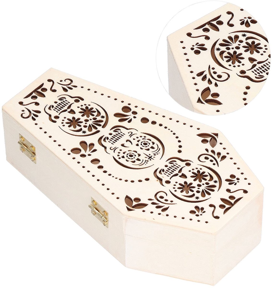 Allecto - Decoratieve houten doodskist - Halloween decoratie - Unieke gotische stijl - Huisdier-begrafenis - Creatief en sfeervol - Voor feestelijk...