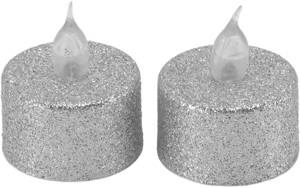 Allecto - LED-kaarslicht - Decoratief kaarslicht - Vlamloos en veilig - Zilver - Elektronisch theelichtje - Perfect voor kerst en bruiloften - 12 s...
