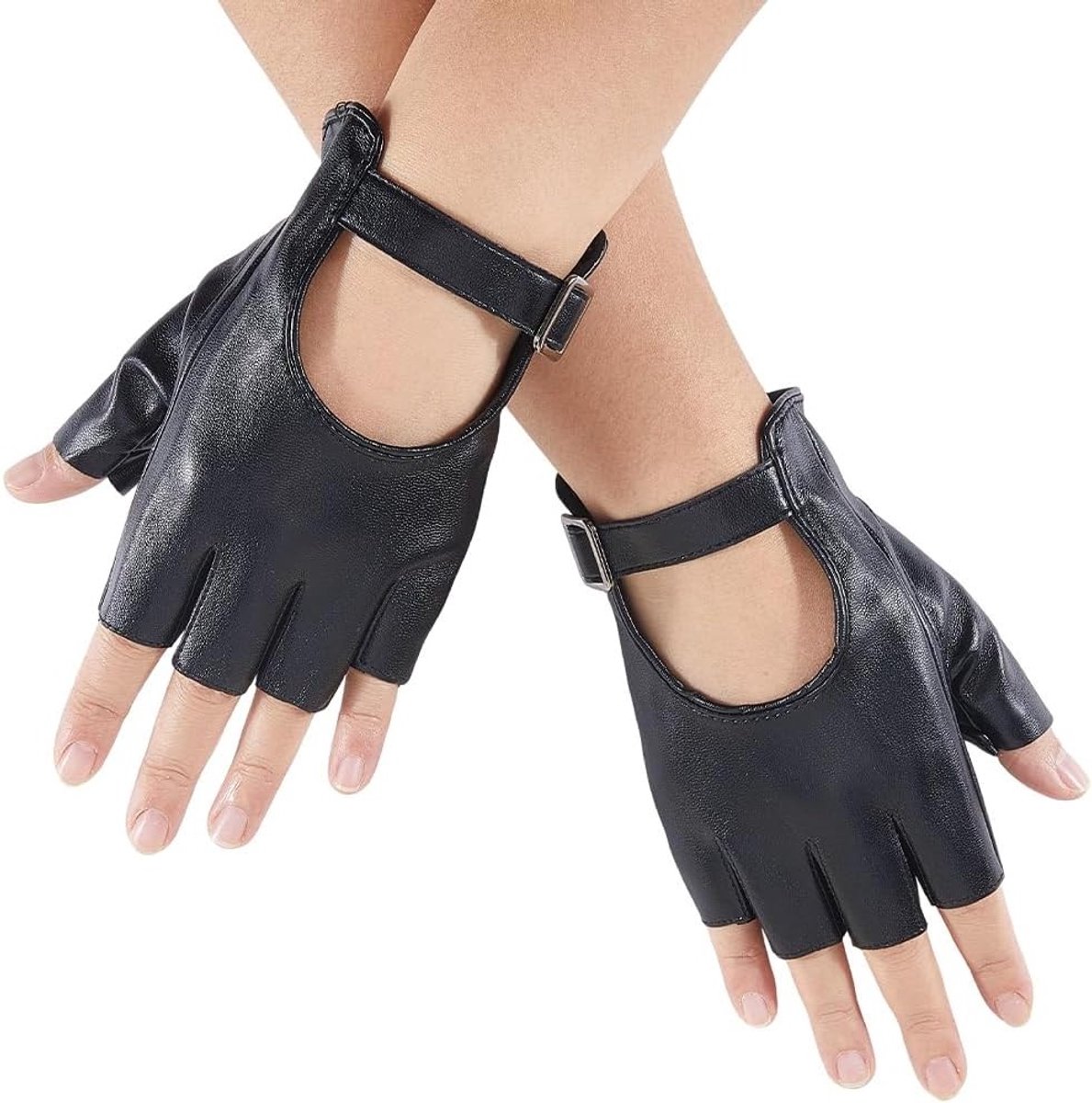 Half vinger leren handschoenen voor punk, steampunk en gothic stijl - perfect voor cosplay, motor rijden en performance kostuums