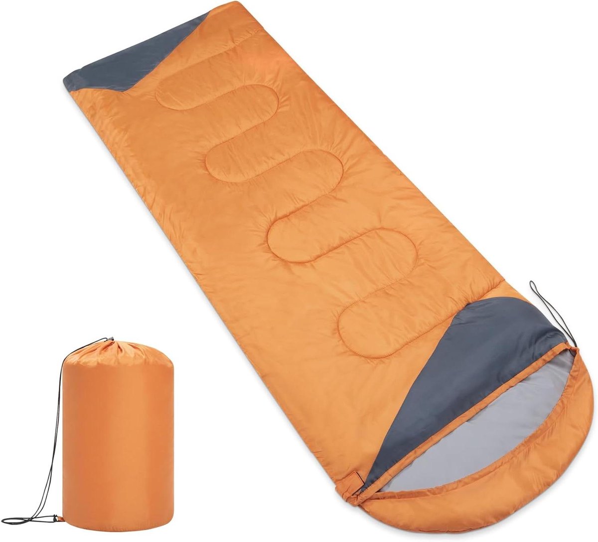 Slaapzak Outdoor - Kampeerzak Reisdeken - Kamperen en Reizen - Ademend en Compact - 220x70x6cm - Oranje-Antraciet
