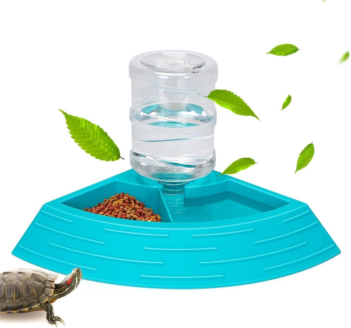 Reptielen Waterdispenser - Voederbak Schildpad - Terrarium Onderhoud - Automatische Wateraanvulling - Maat L - Blauw