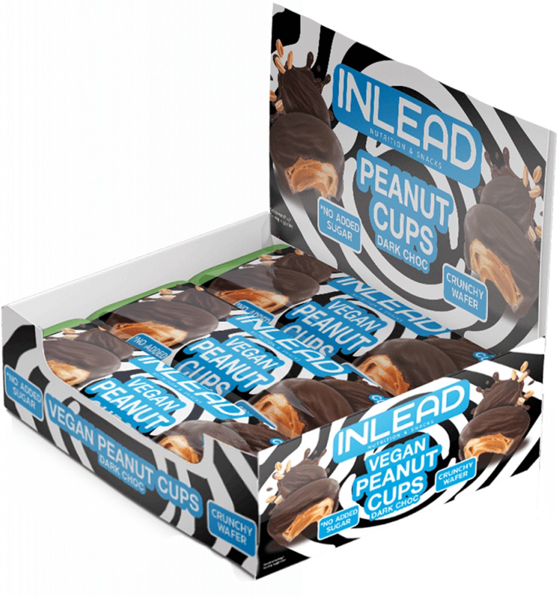 Inlead Wafer Cups (15x50g) Peanut Dark Choc (vegan) - Functionele voeding - Notenboter