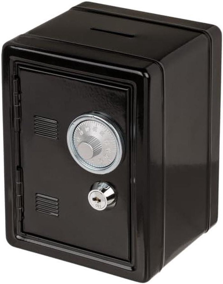 Spaarpot Kluis - Originele spaarpot - Geld Besparen - Robuuste metalen constructie - 13x13x18 cm - Zwart