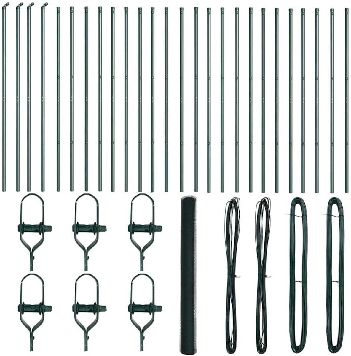 Afrasteringspaal Groen - Hekpaal Staal - Tuin Afbakenen - PVC Coating - 50 x 15 m - Groen