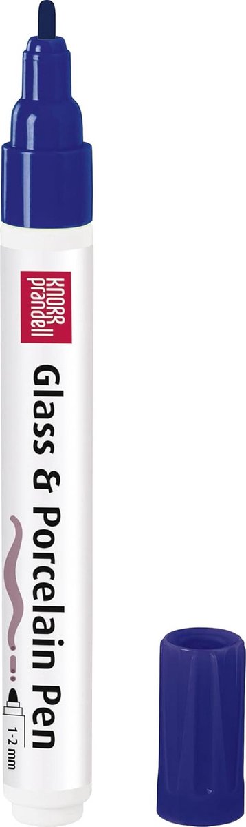Glas Porselein Pen - Keramiek Marker Stift - Decoreren Gladde Oppervlakken - Op Waterbasis Glanzend - 1-2 mm - Donkerblauw