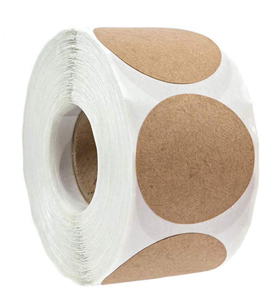 Allecto - Bruine Kraft Stickers - Ronde Zelfklevende Labels - Perfect voor Creatieve Projecten - 500 Stuks - Hoge Kwaliteit - Ideaal voor Winkels -...