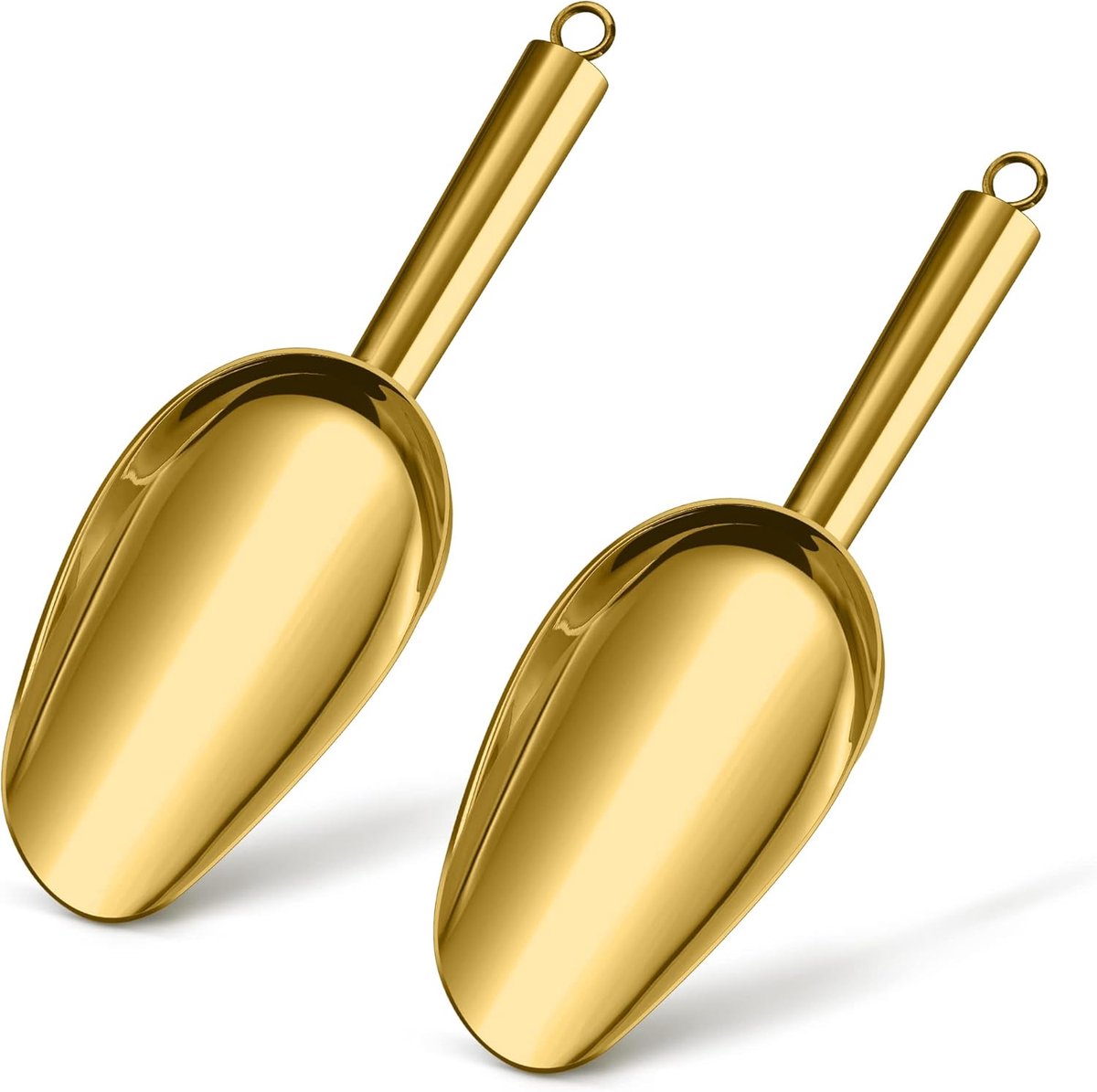 IJsschep - Keukenhulp voedsel doseer schep - 2-Delige Roestvrijstalen Schepset - ijsblokjes opscheppen - Koffie en Voedsel – Vaatwasserbestendig - 21x6.5x3.5cm