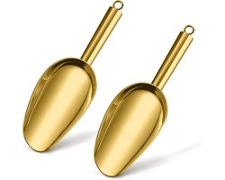 IJsschep - Keukenhulp voedsel doseer schep - 2-Delige Roestvrijstalen Schepset - ijsblokjes opscheppen - Koffie en Voedsel – Vaatwasserbestendig - 21x6.5x3.5cm