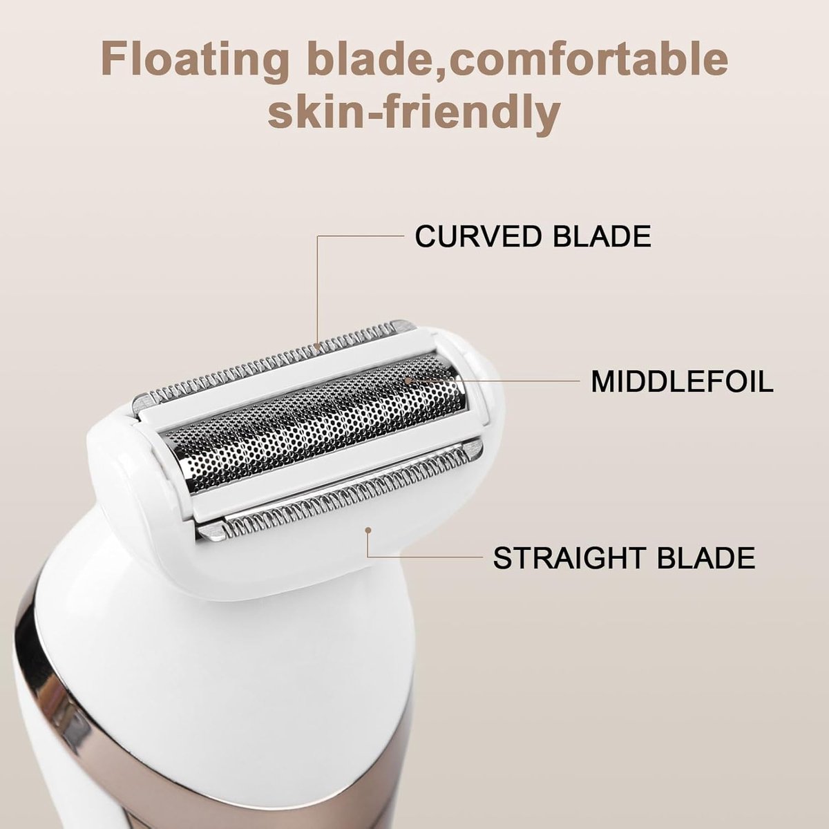 HORCONDORM S.R.L. Elektrische dames-epilator, 2-in-1 voor gezicht, kin, armen, benen, oksel, bikinilijn-trimmer, scheer thumbnail 3
