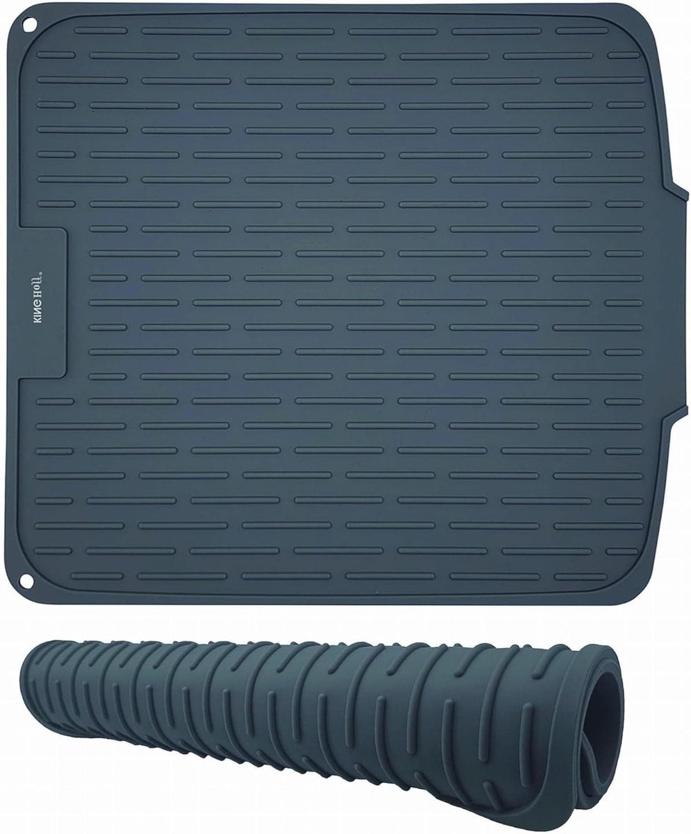 Afdruiprek Mat - Droogmat Keuken - Servies Drogen - Siliconen Materiaal - 46x40cm - Grijs