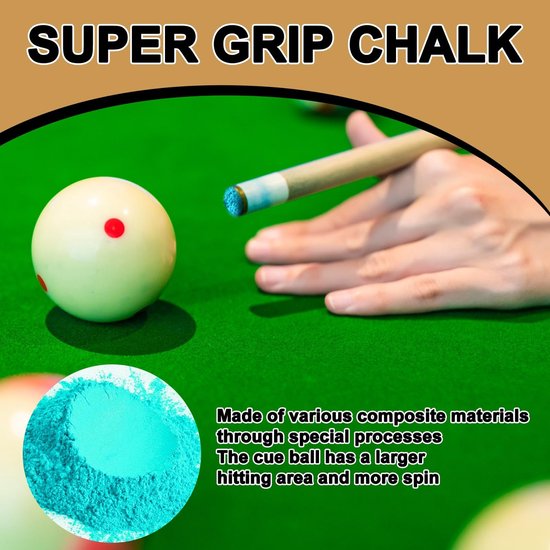 Allecto - Billiard Chalk - Professionele biljartkrijt - 12 Stuks - Groen - Snooker Chalk - Perfect voor biljart en snooker - Geschikt voor enthousi... — afbeelding 5