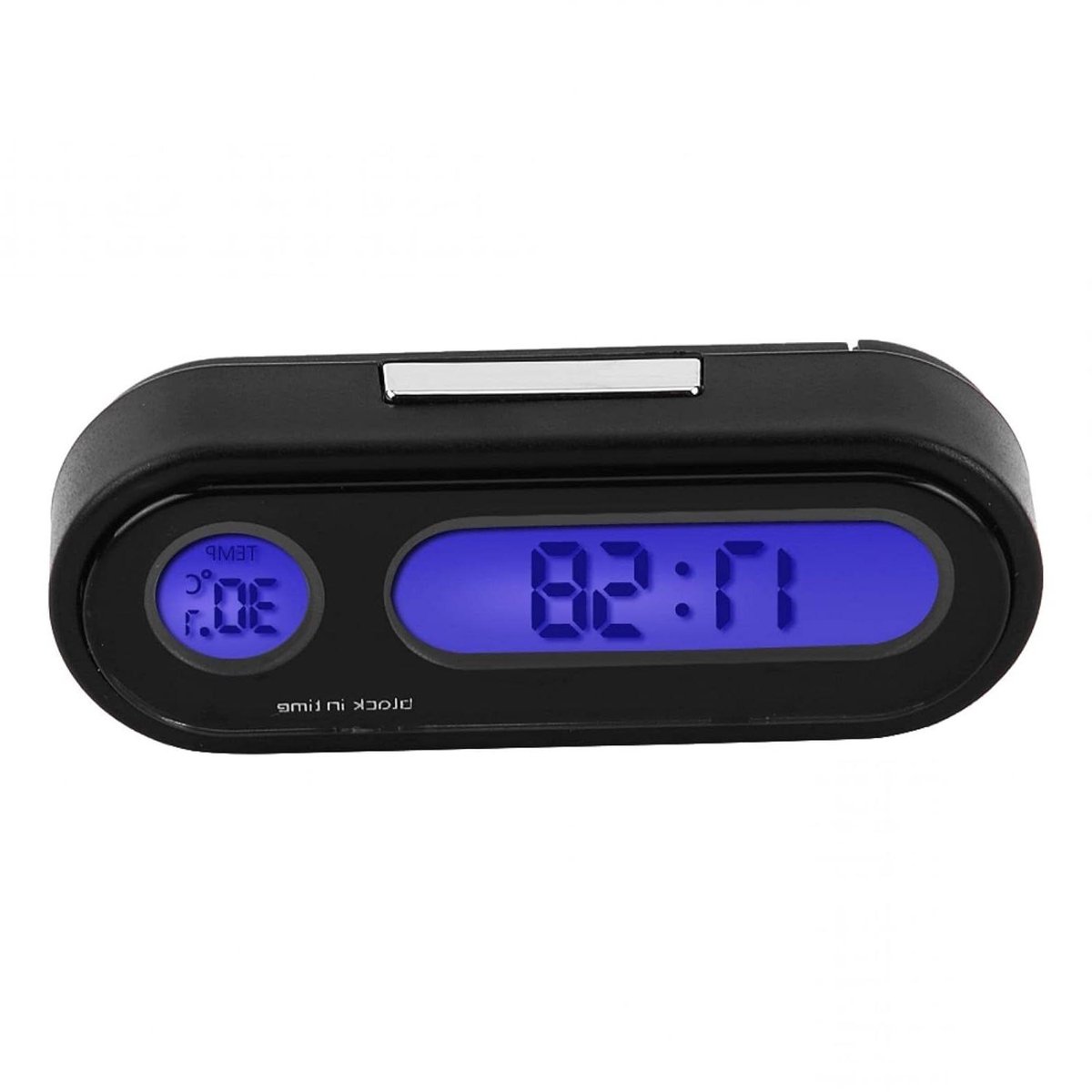 Digitale Klok Thermometer - Auto Voltmeter - Interieur Controle - 3 Functies In 1 - Mini Formaat - Zwart