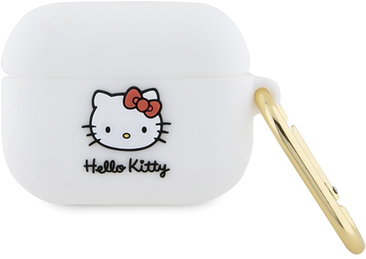 Hello - Kitty - Siliconen 3D Kitty Hoofdhoes voor AirPods Pro - wit